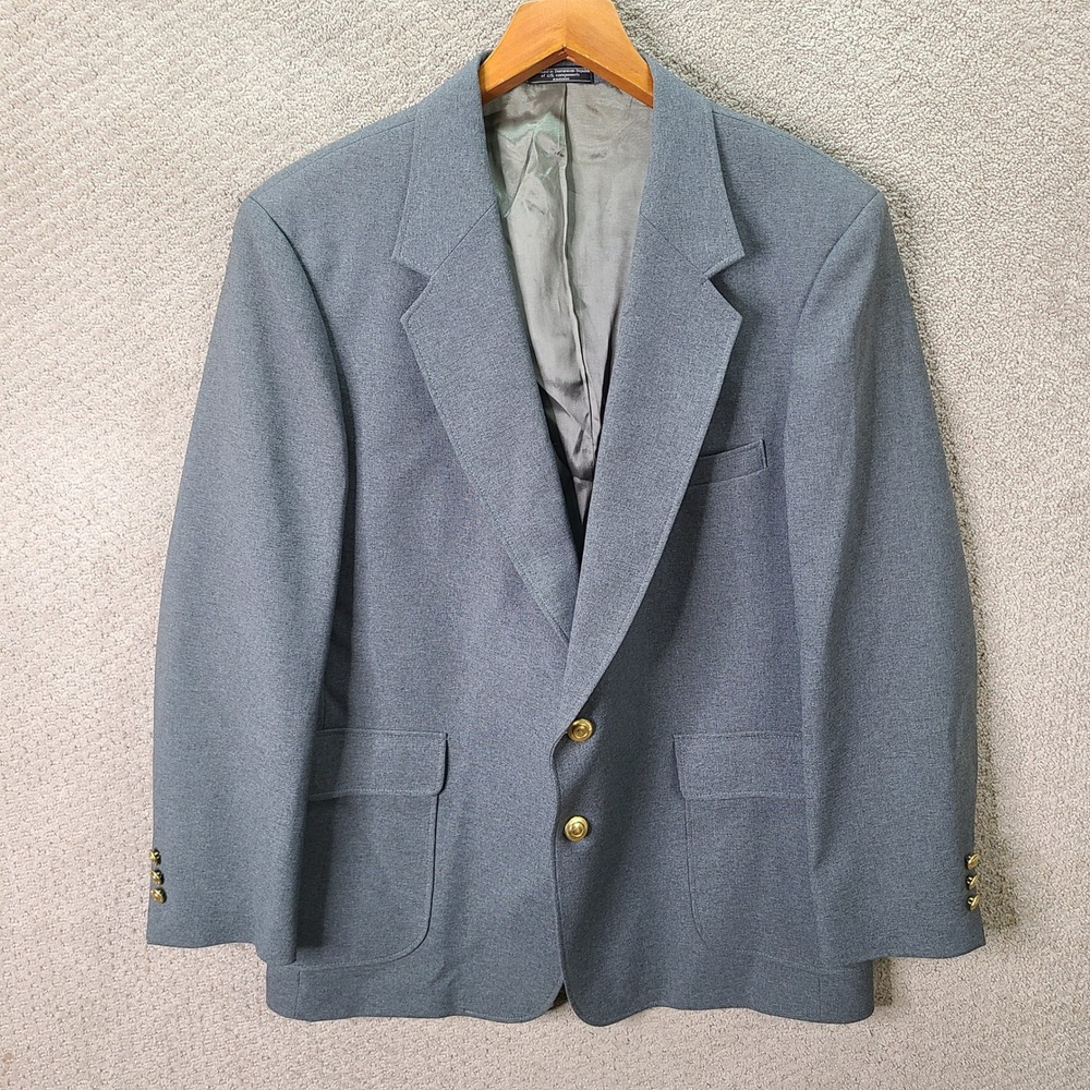 The Men's Store Jacket Mens 44R Gray Sport Coat Gold Buttons Two Button Blazer